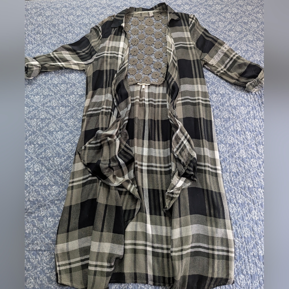 Tru Self Plaid Flannel Duster